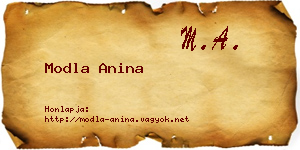 Modla Anina névjegykártya